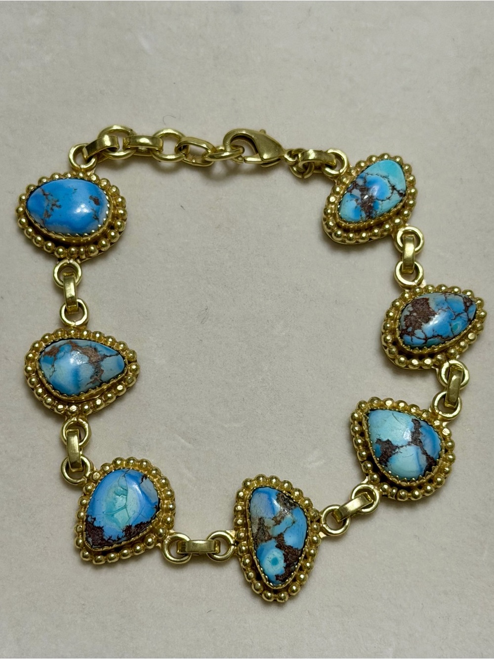 gold plated sterling silver Golden Hills Turquoise Link Bracelet